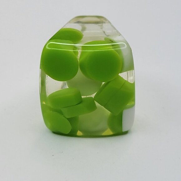 Vintage Lucite Statement Ring with Embedded Green & White Pills - Picture 9 of 11